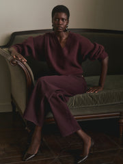 Robbie Oversized V-Neck Sweater | Bordeaux
