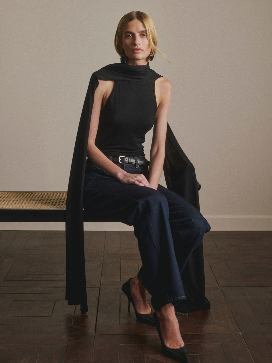 Scarf Tie Top | Black