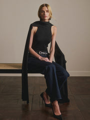 Scarf Tie Top | Black