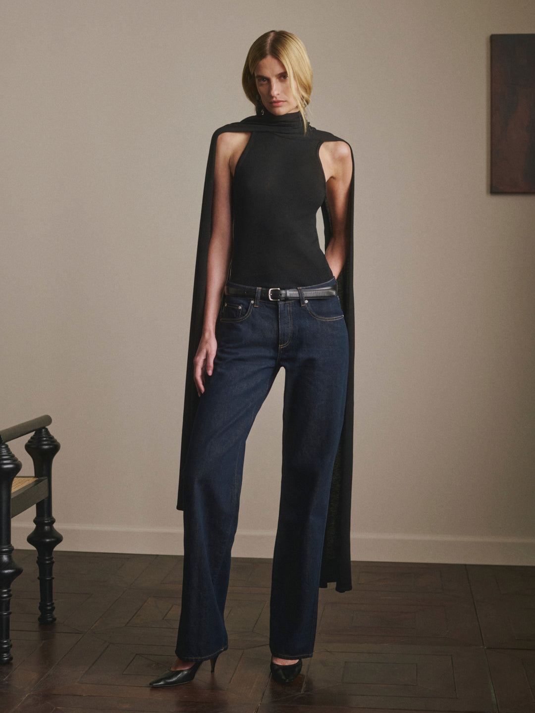 Scarf Tie Top | Black