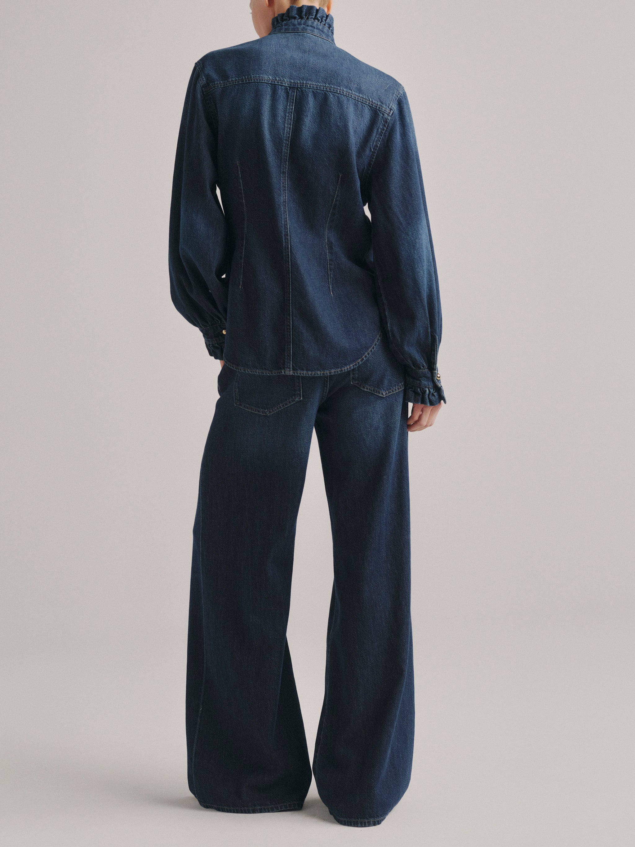 Ruffle Denim Shirt | Fall Blues Aura