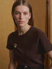 Cashmere Knit Tee | Brown