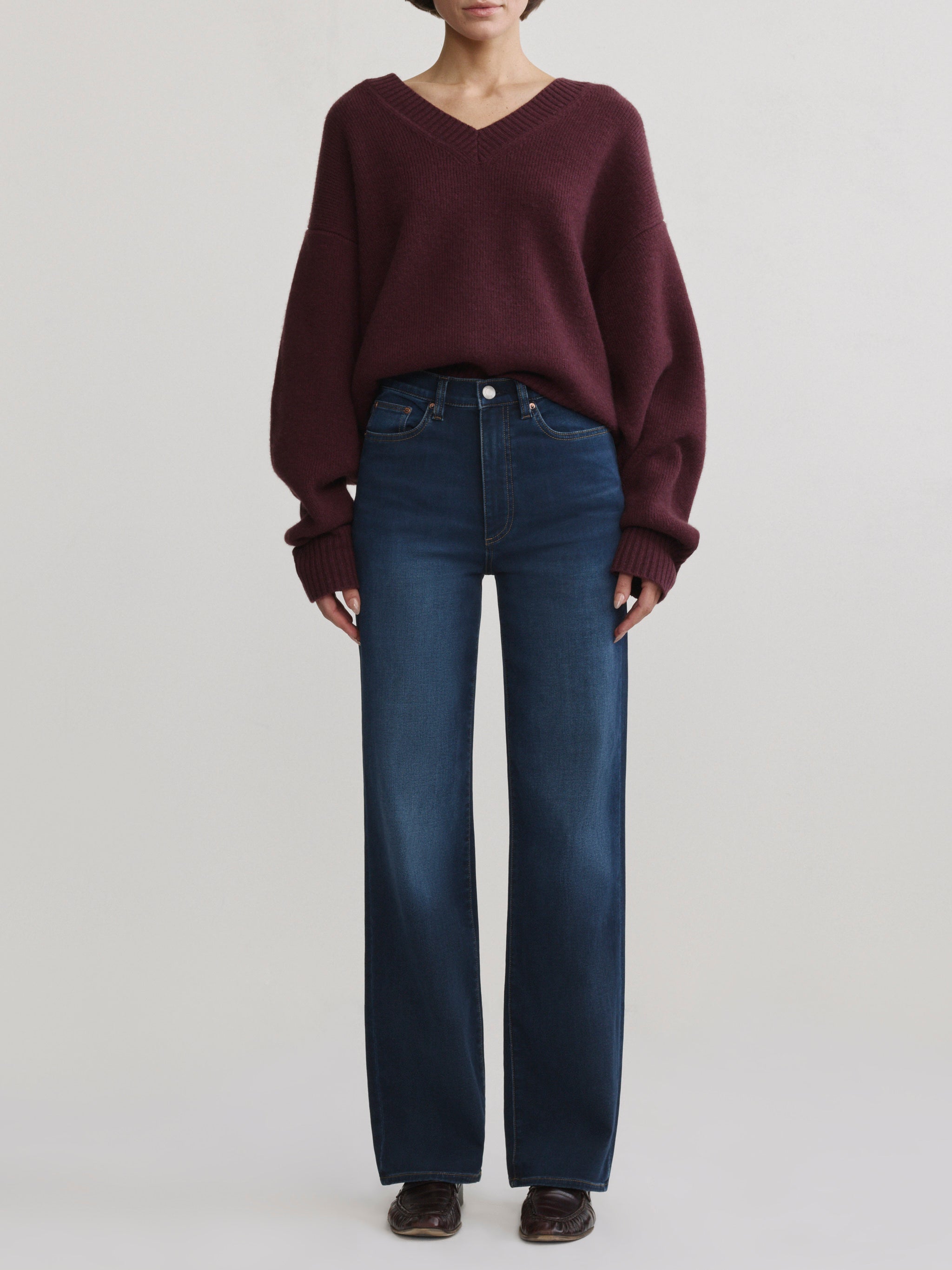 DL1961 Karmine Refined Wide Leg High-Rise Jeans in Newport Softwear — front view