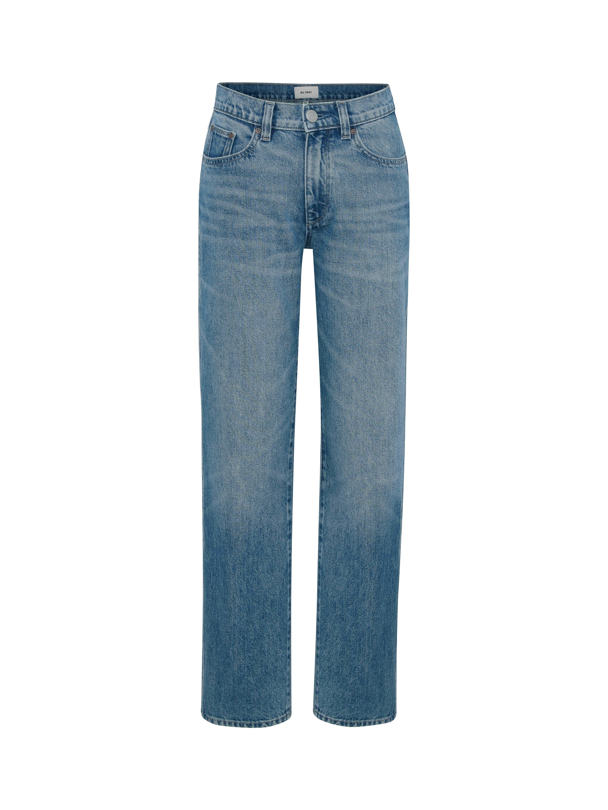 Dakota Slim Straight jeans in Endless Sea, ghost-mannequin product shot on white, front view.