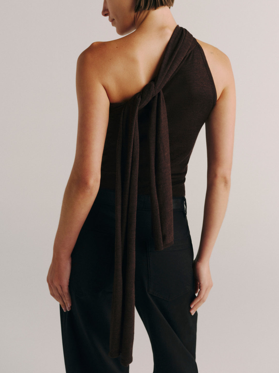 Bow Tie Knit Top | Brunette