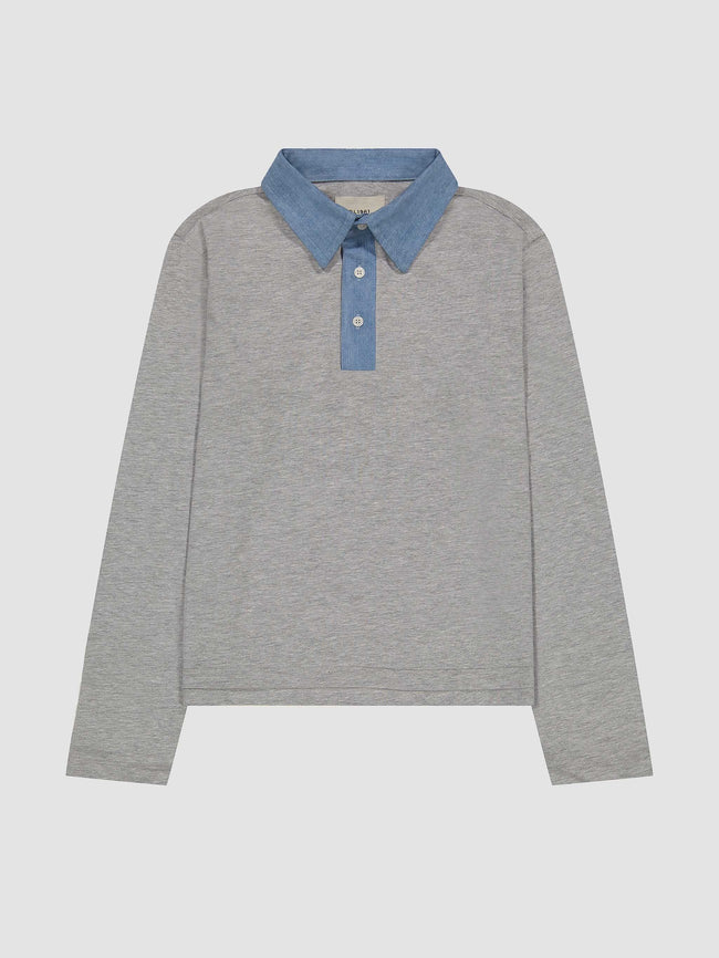 Polo Shirt Long Sleeve | Heather Grey