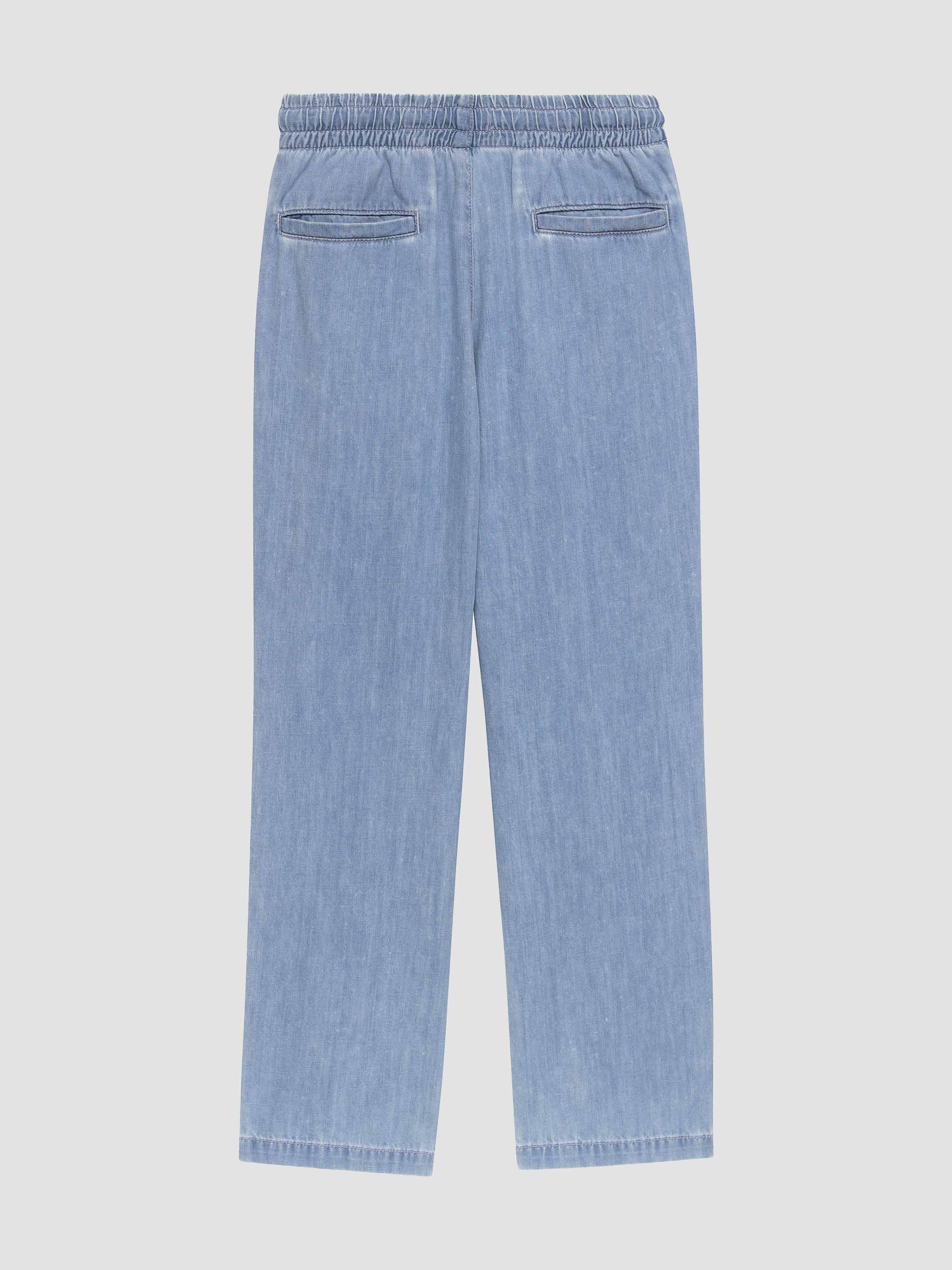 Light blue jeans on a white background