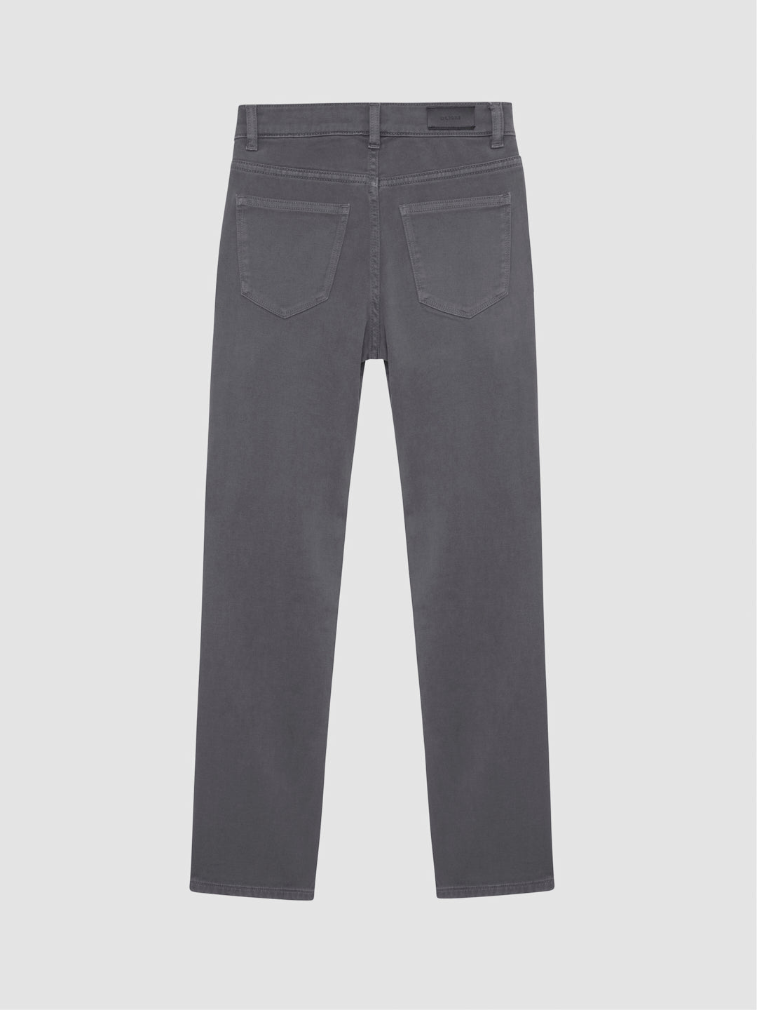 DL1961 boys' Benji Straight knit jeans in charcoal gray 'Alloy', back pockets, flat back view.