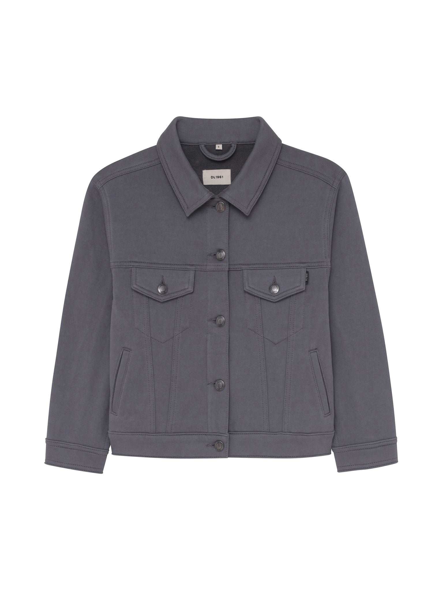 DL1961 Kids boys' Jordyn trucker jacket in Alloy, ghost product image, front view