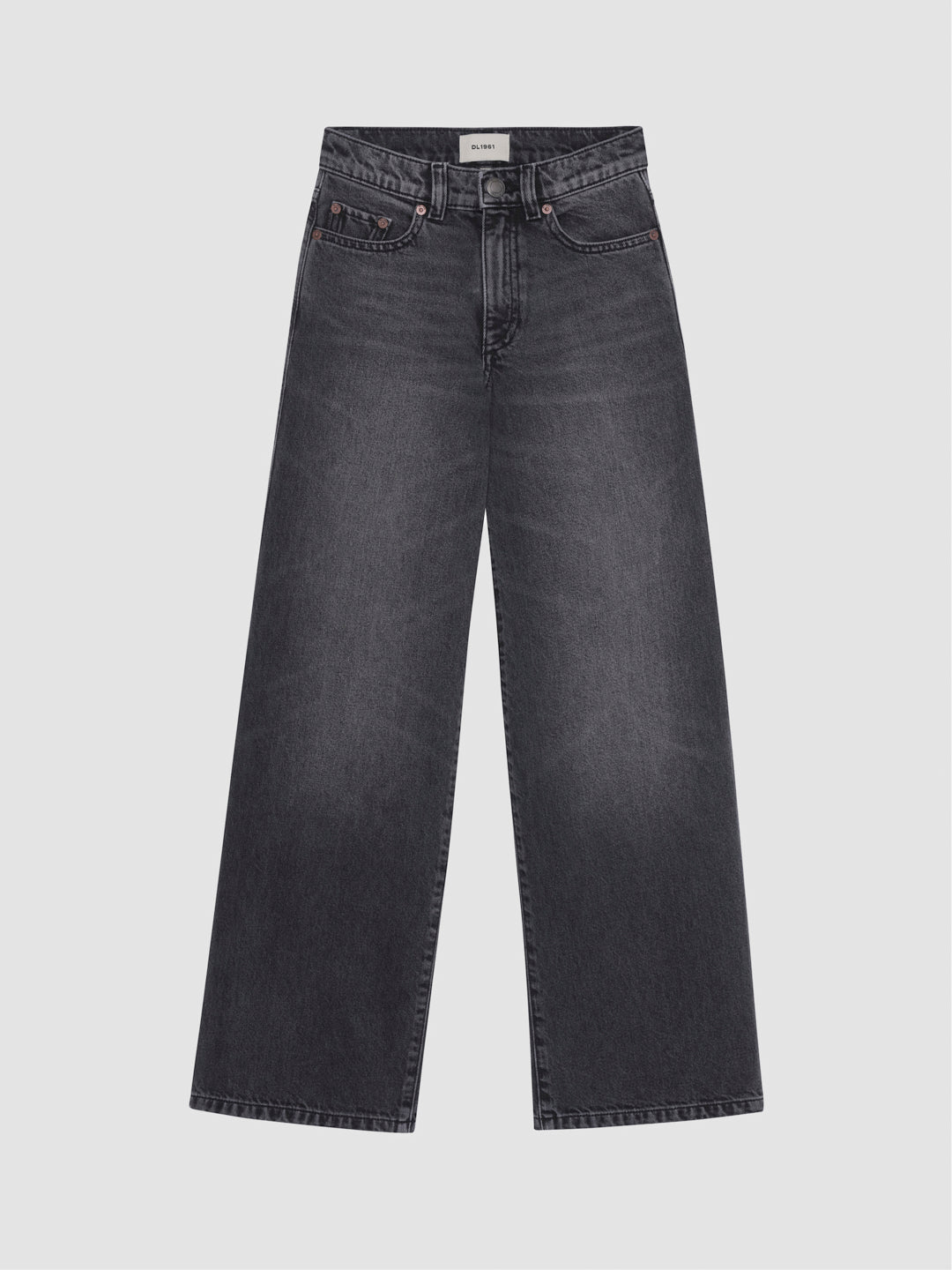 DL1961 boys' Mason wide-leg jeans in faded charcoal black 'Nightshade', flat front view