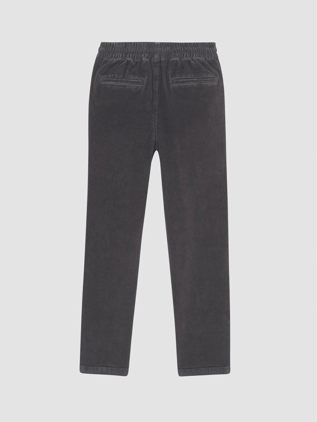 DL1961 boys' Quentin corduroy jogger in dark charcoal grey 'Graphite', flat back view