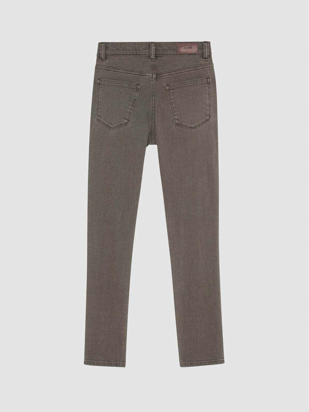 DL1961 boys' Brady Slim jeans in olive-gray 'Outpost', back pockets, flat back view.