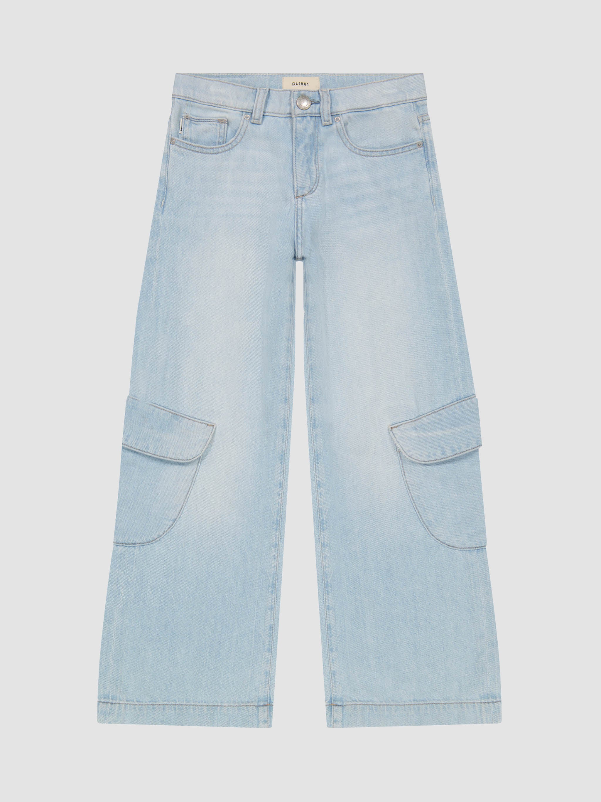 Girl's Blue Wide Leg Cargo Jeans