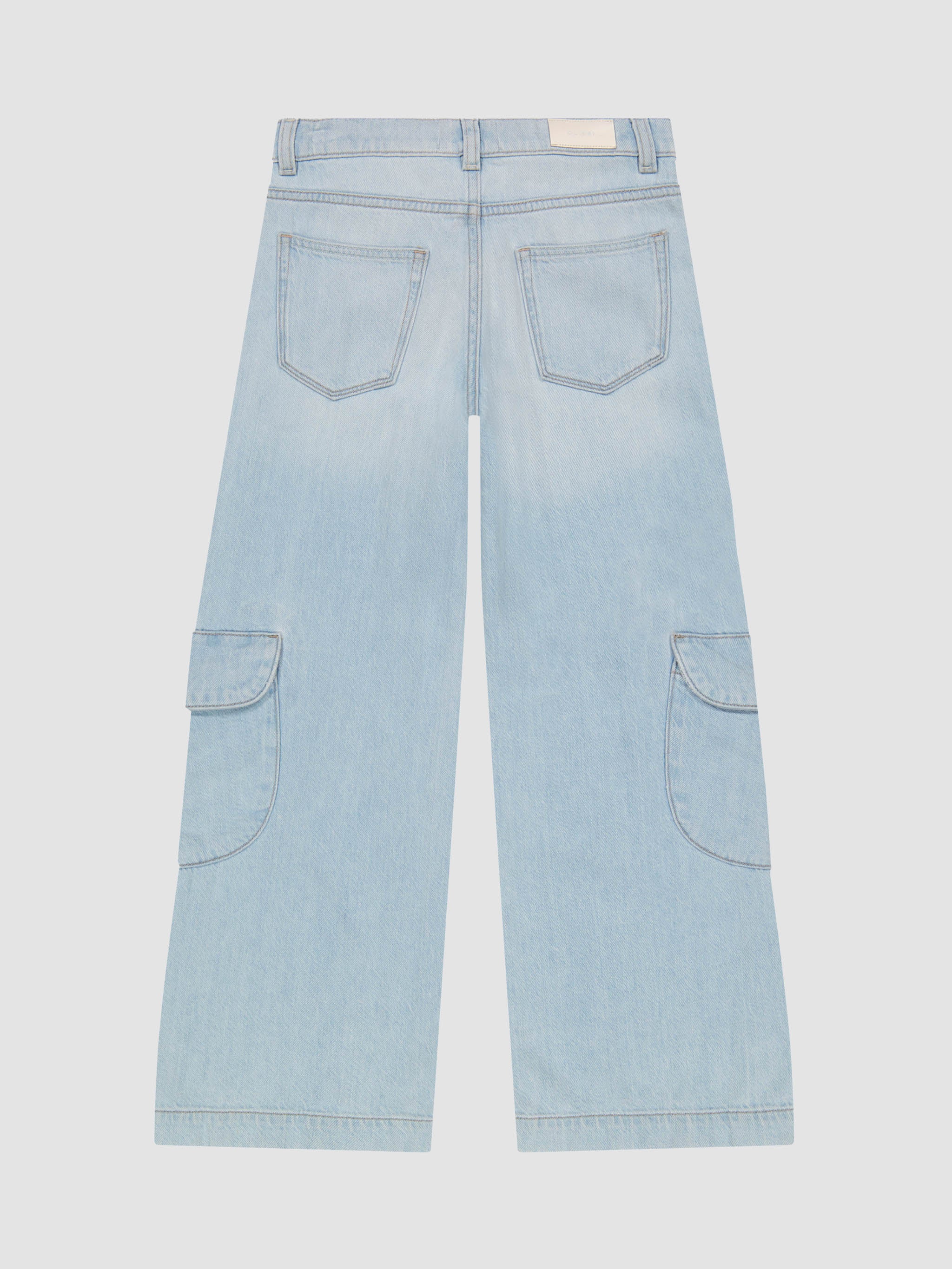 Girl's Blue Wide Leg Cargo Jeans