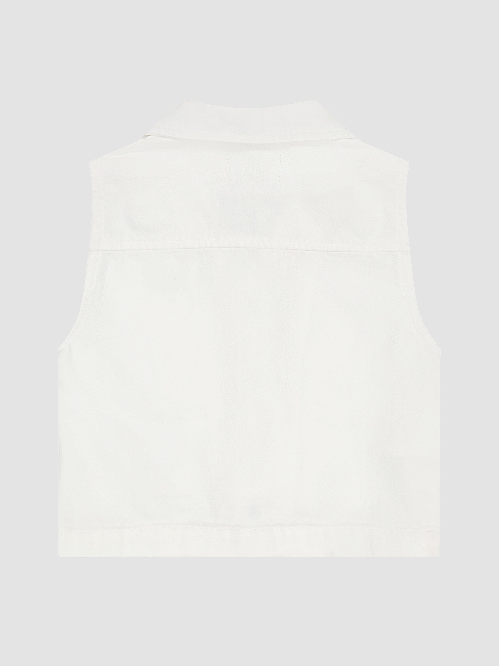 Girls' White Denim Sleeveless Top