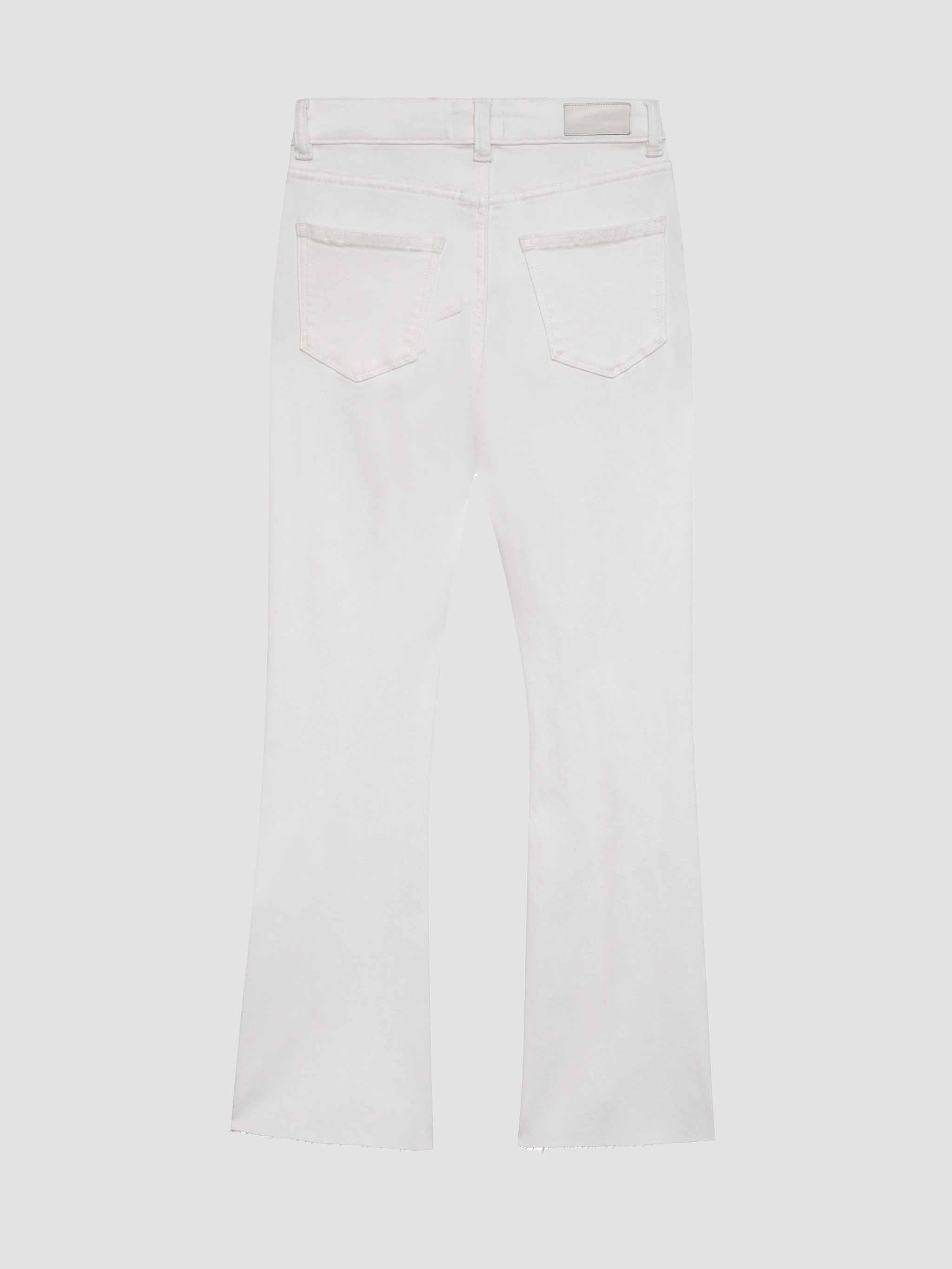 White jeans on a light gray background