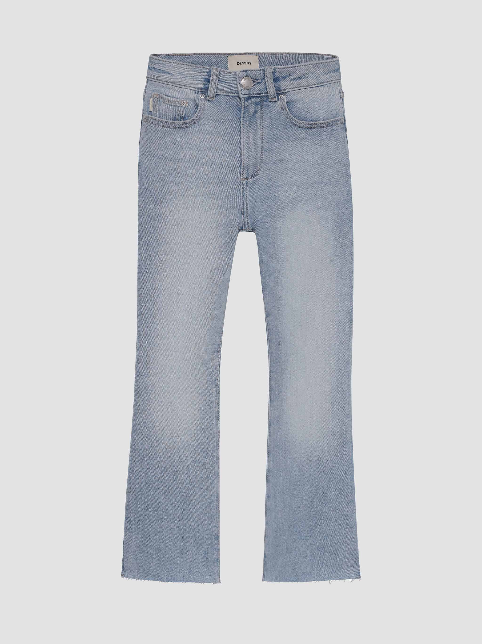 Light blue jeans on a white background