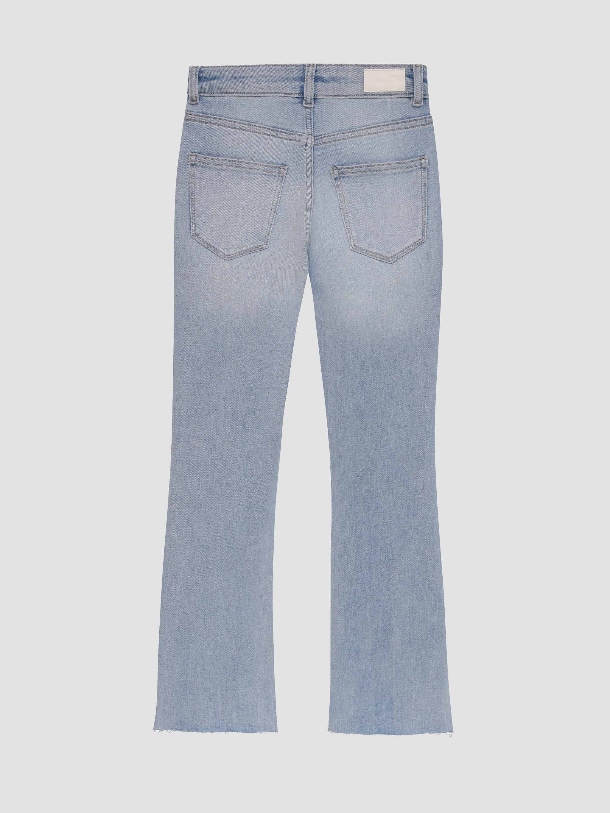 Light blue jeans on a white background