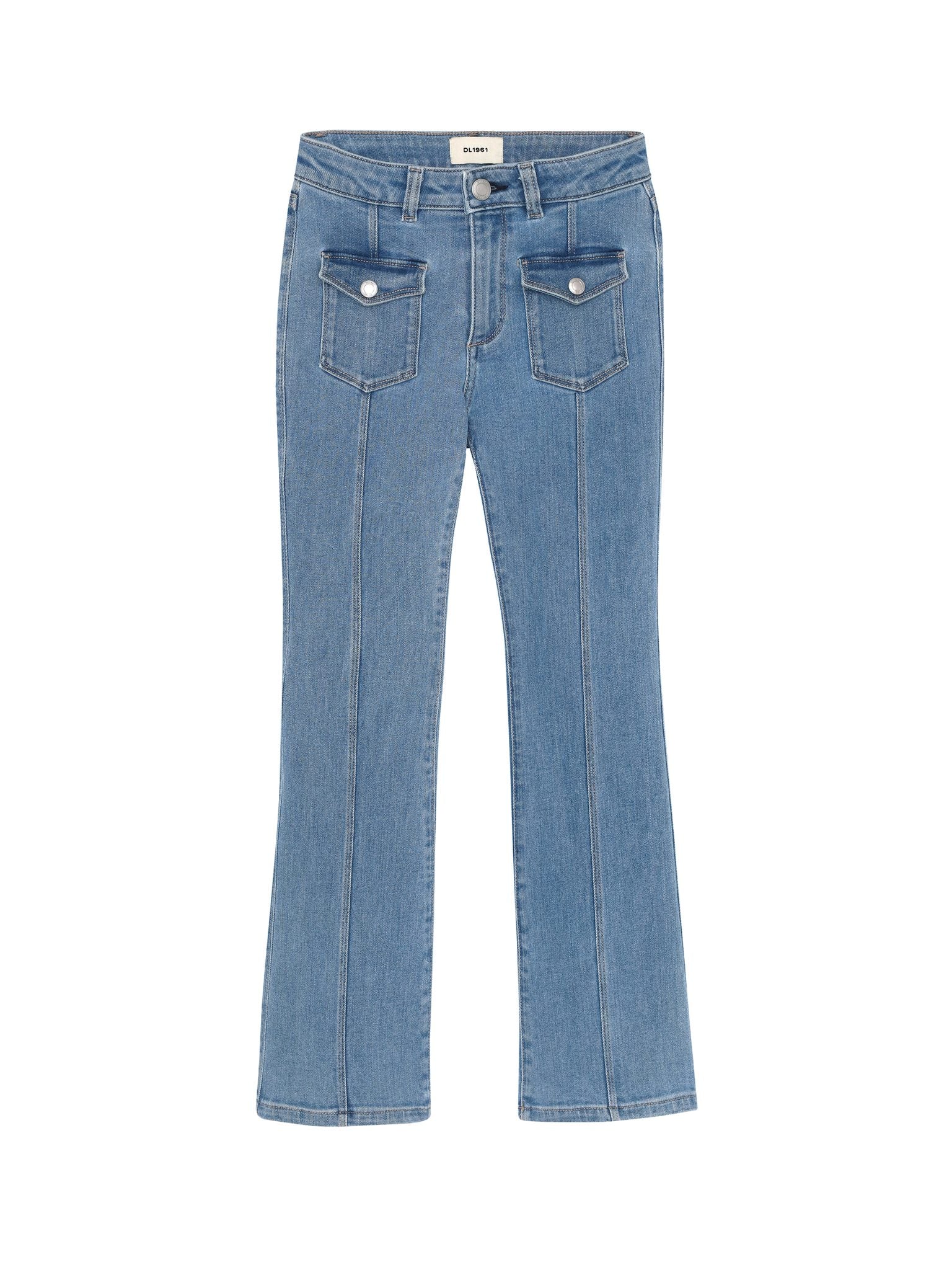 DL1961 Kids girls' Claire bootcut jeans in Blue Water, ghost product image, front view