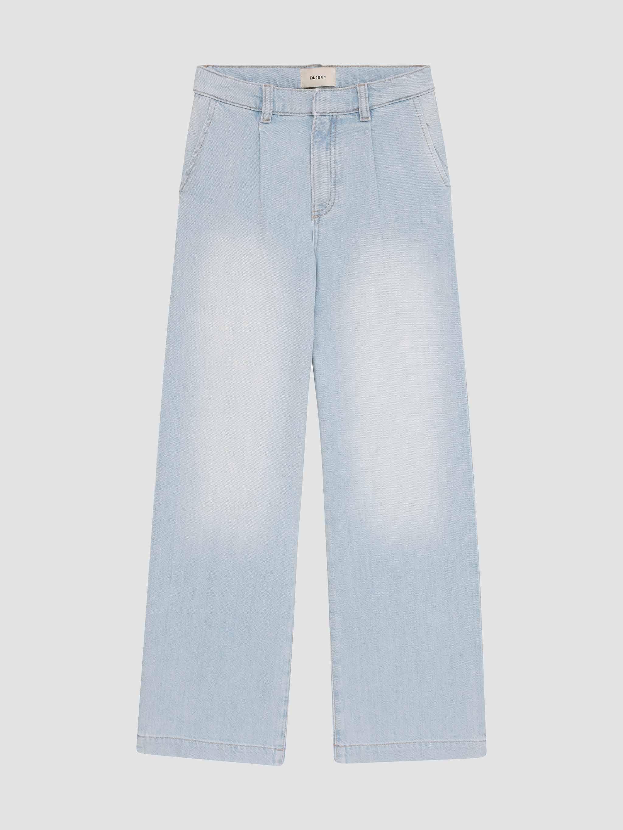 Light blue jeans on a white background