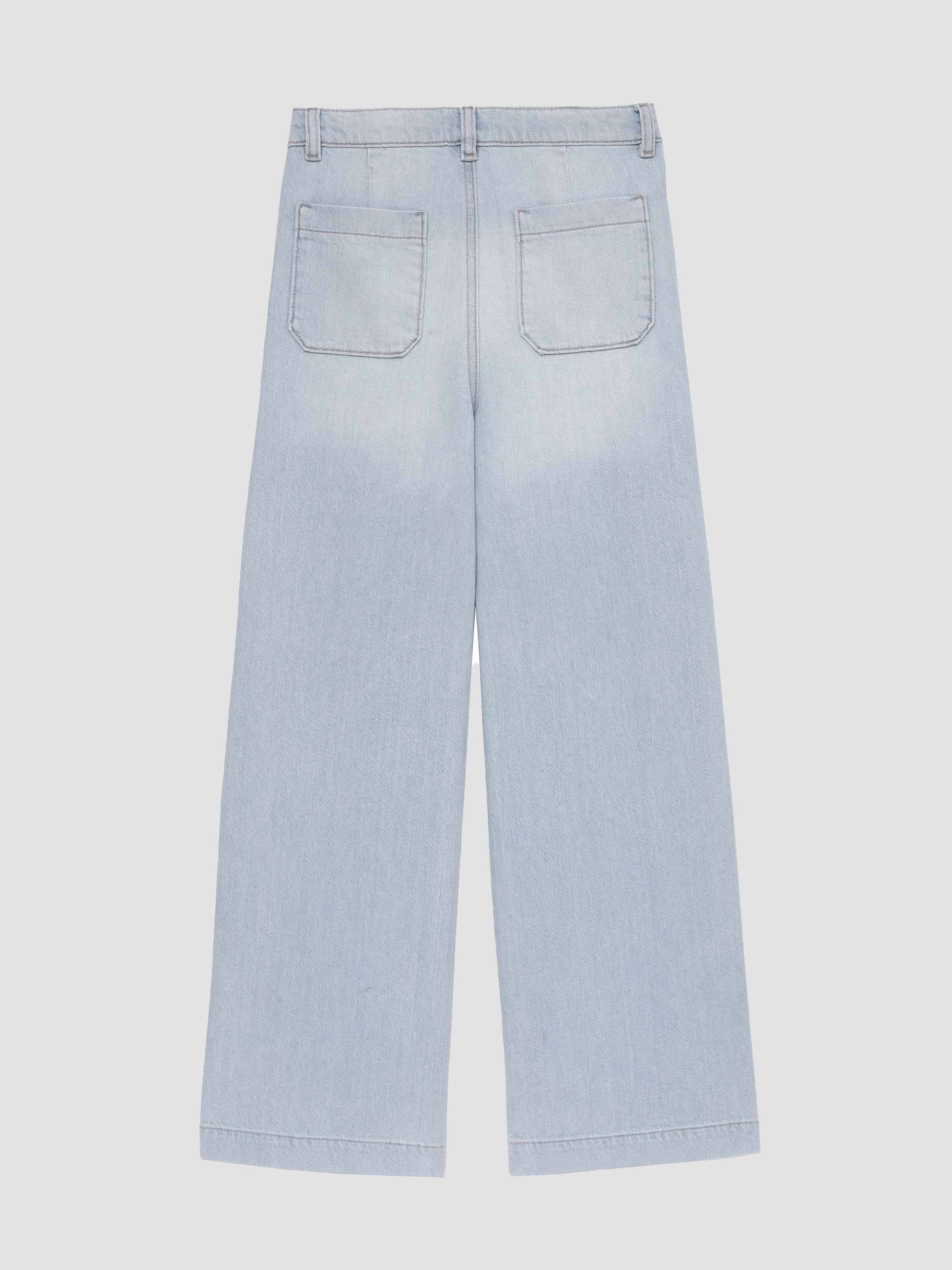 Light blue jeans on a white background