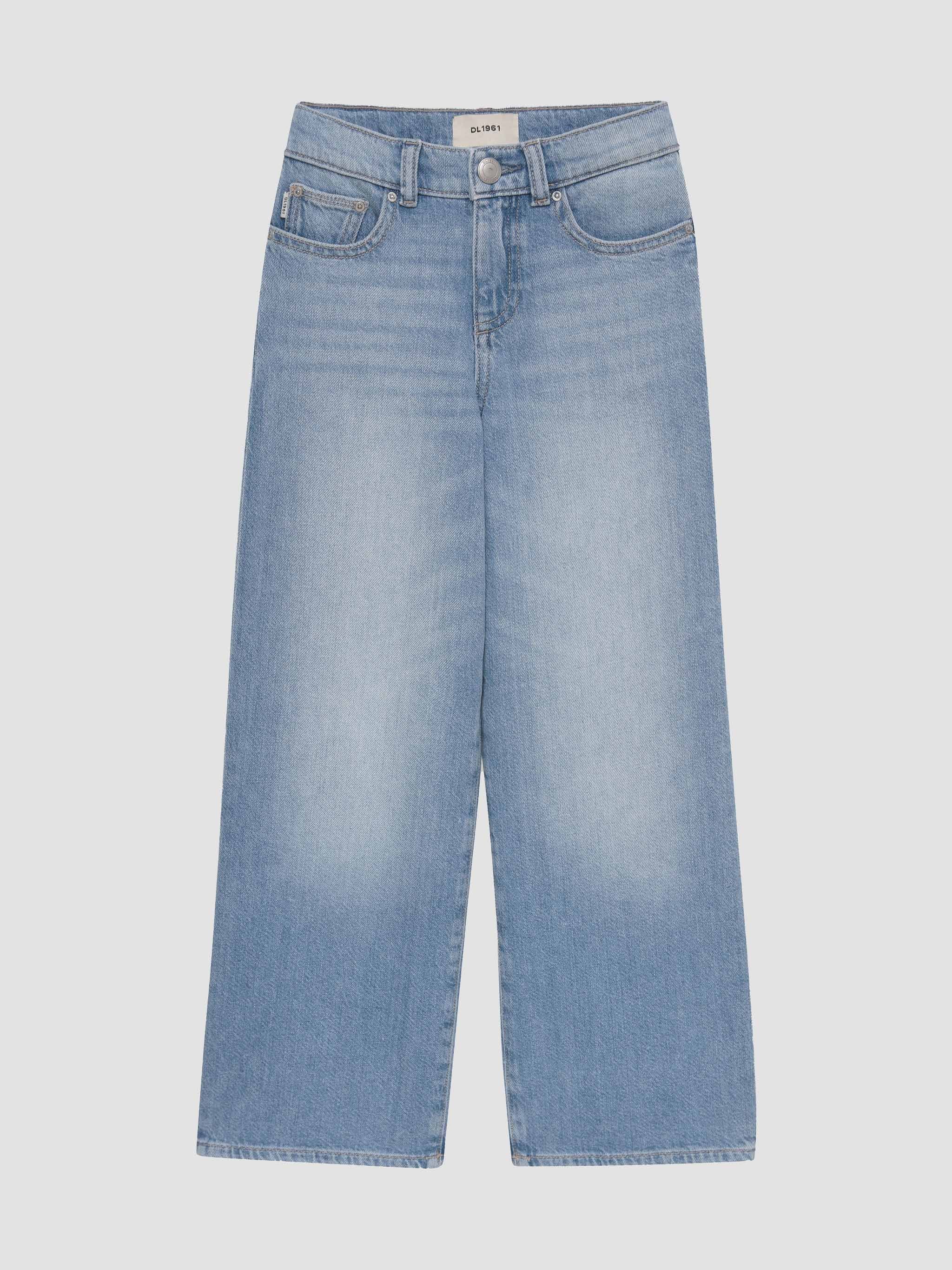 Light blue jeans on a white background