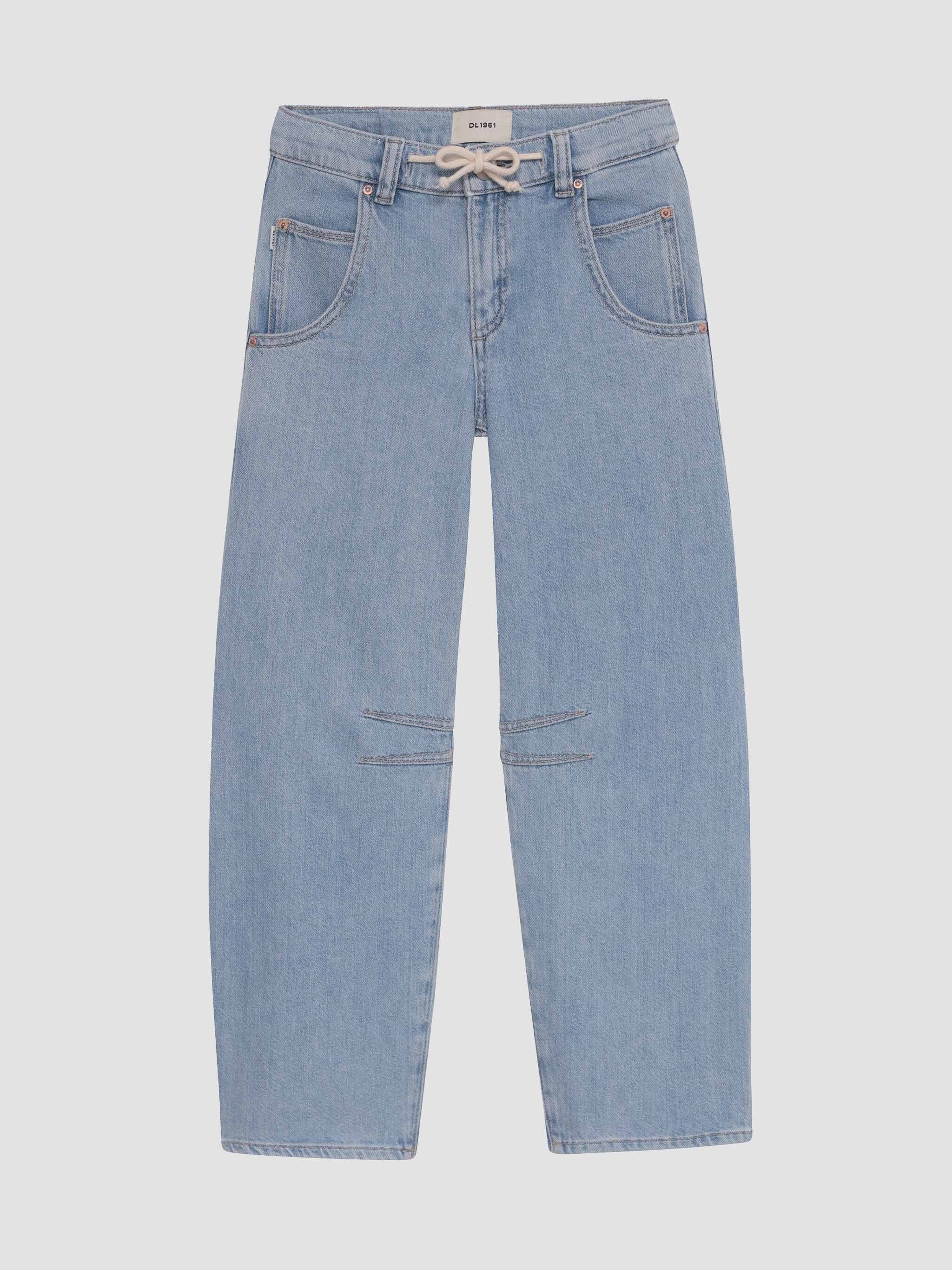 Light blue jeans on a white background