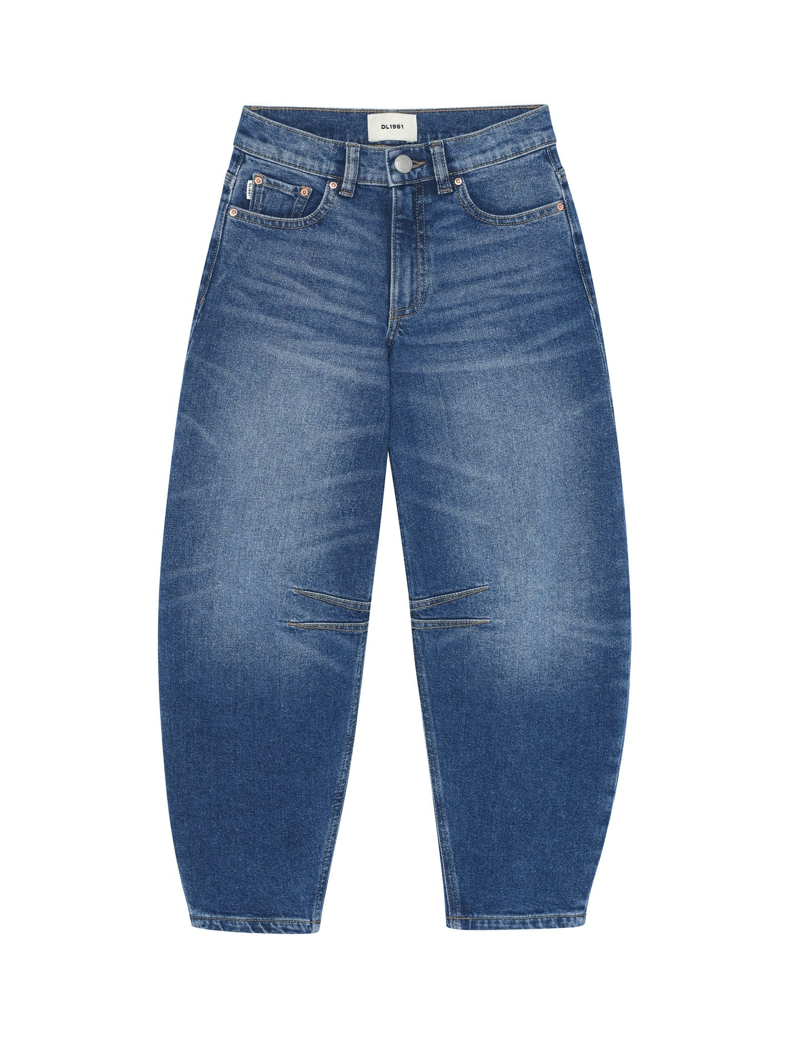 DL1961 Kids girls' Kenzy barrel jeans in North Current, ghost product image, front view