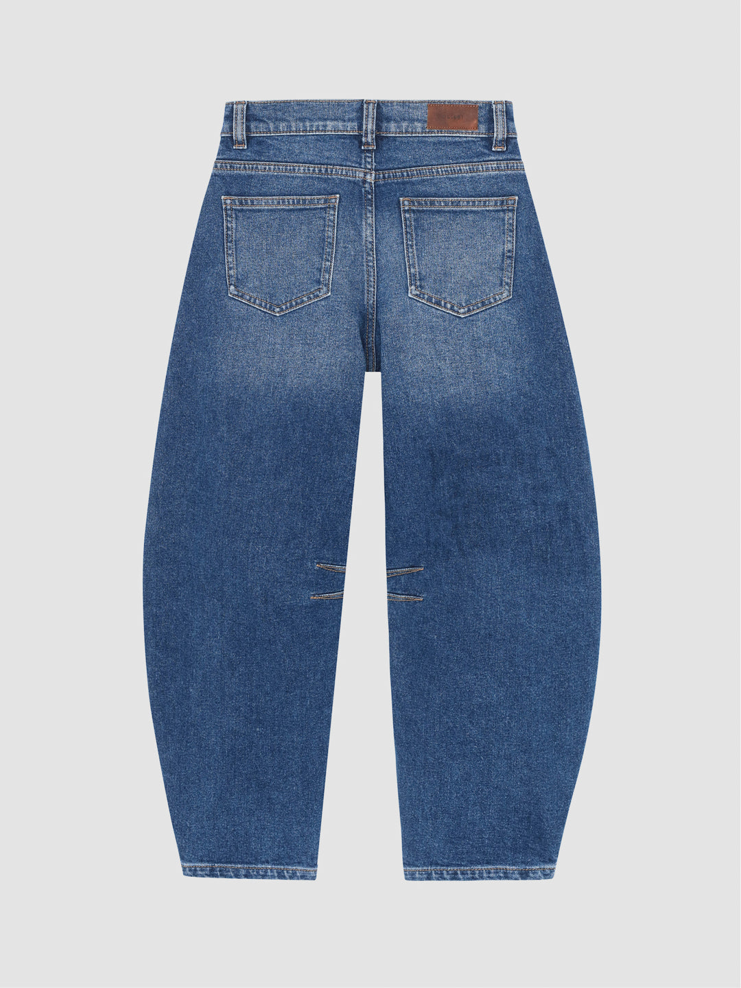 DL1961 girls' Kenzy barrel jeans in medium blue 'North Current', flat back view