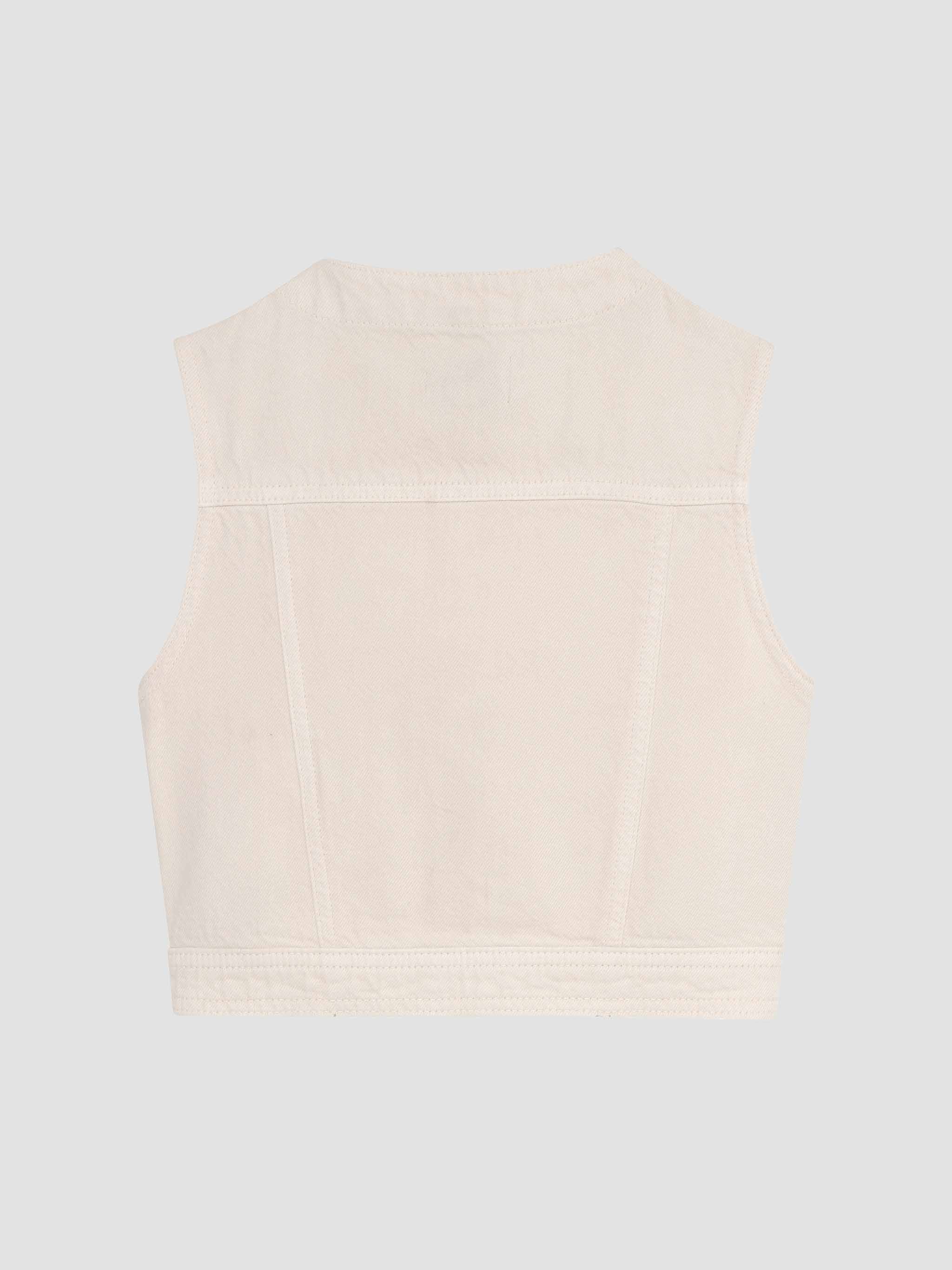 Beige sleeveless top on a light gray background