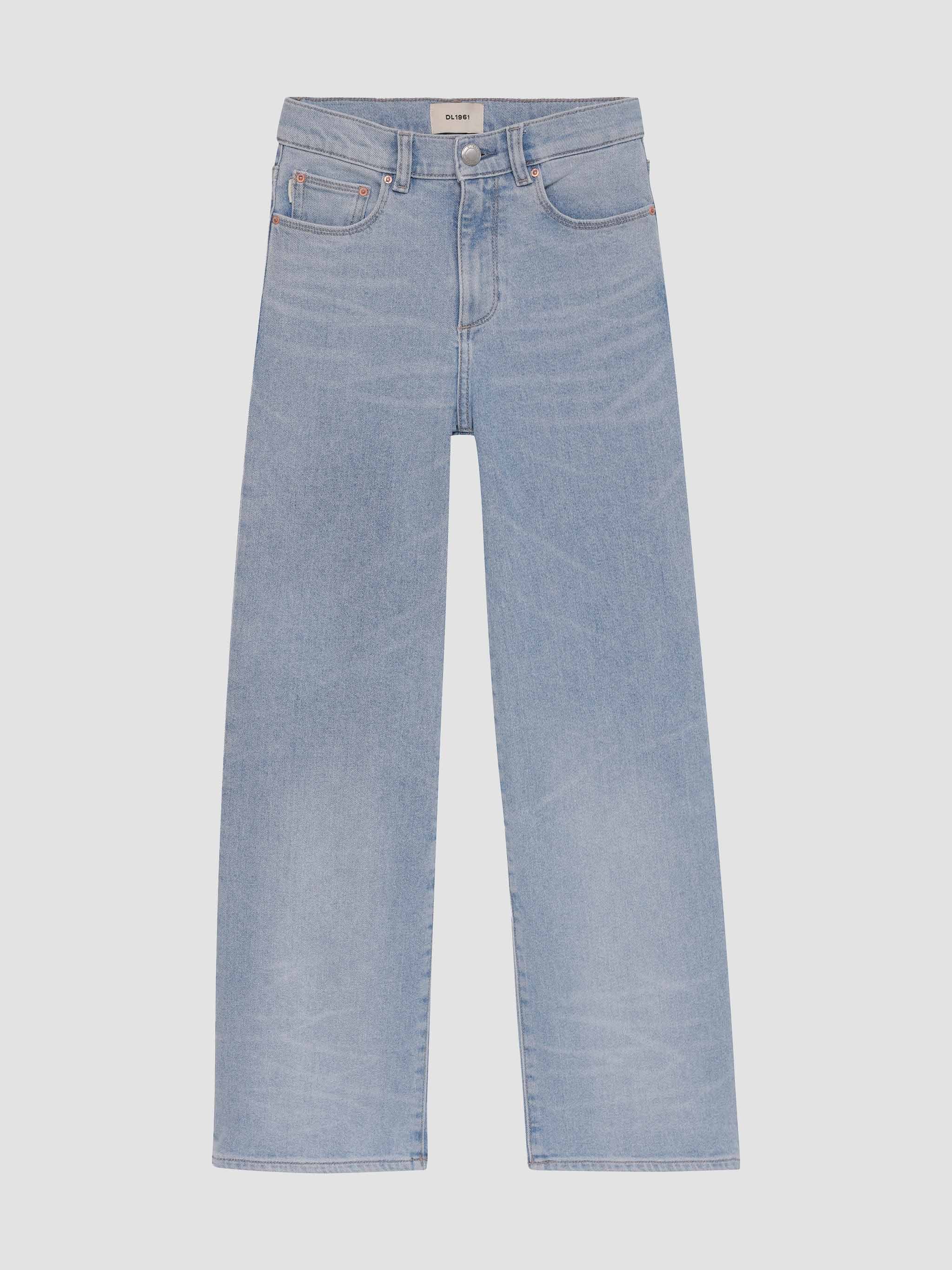 Light blue jeans on a white background