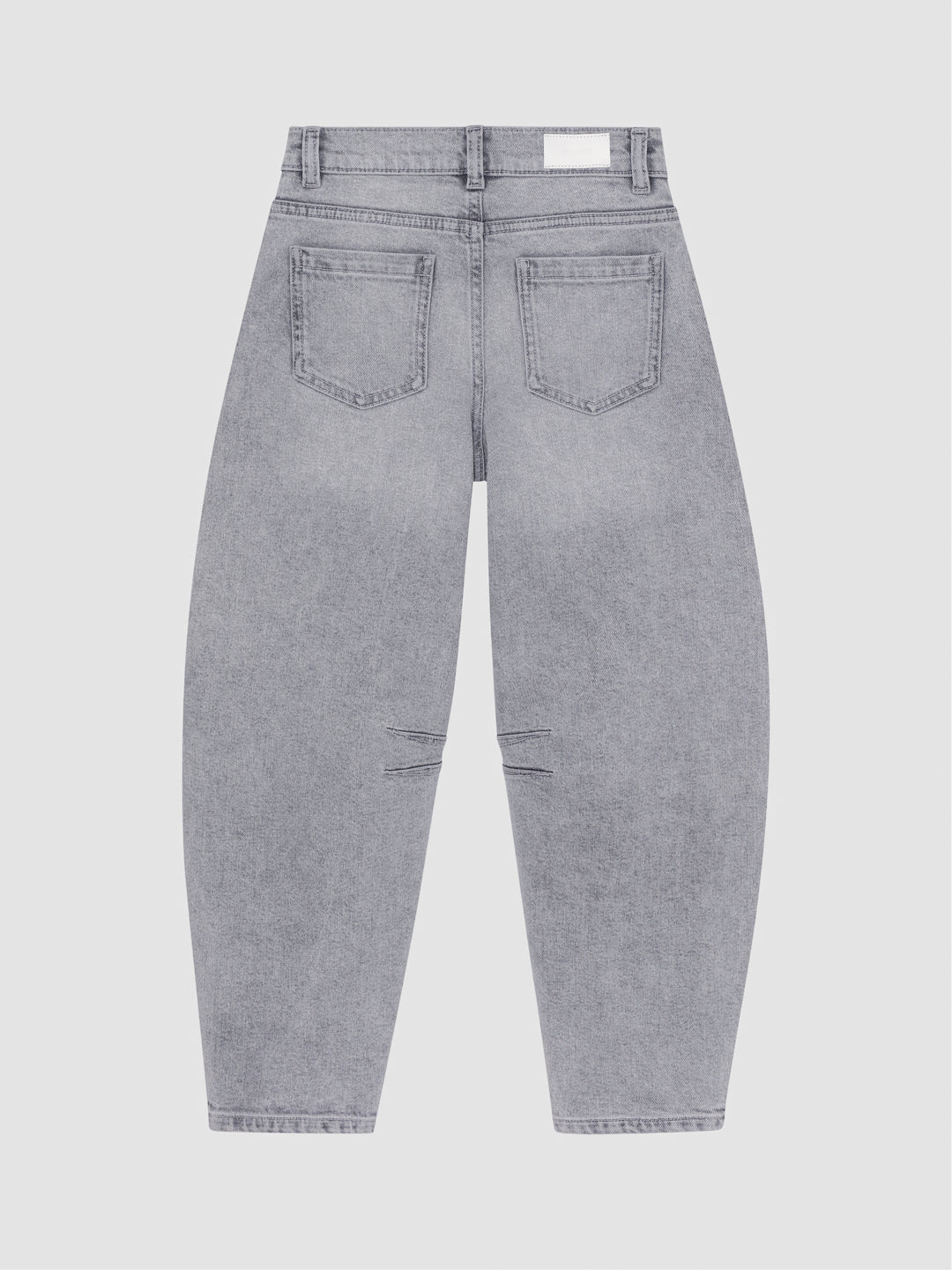DL1961 girls' Kenzy barrel jeans in light grey 'Moonlight Mist', flat back view
