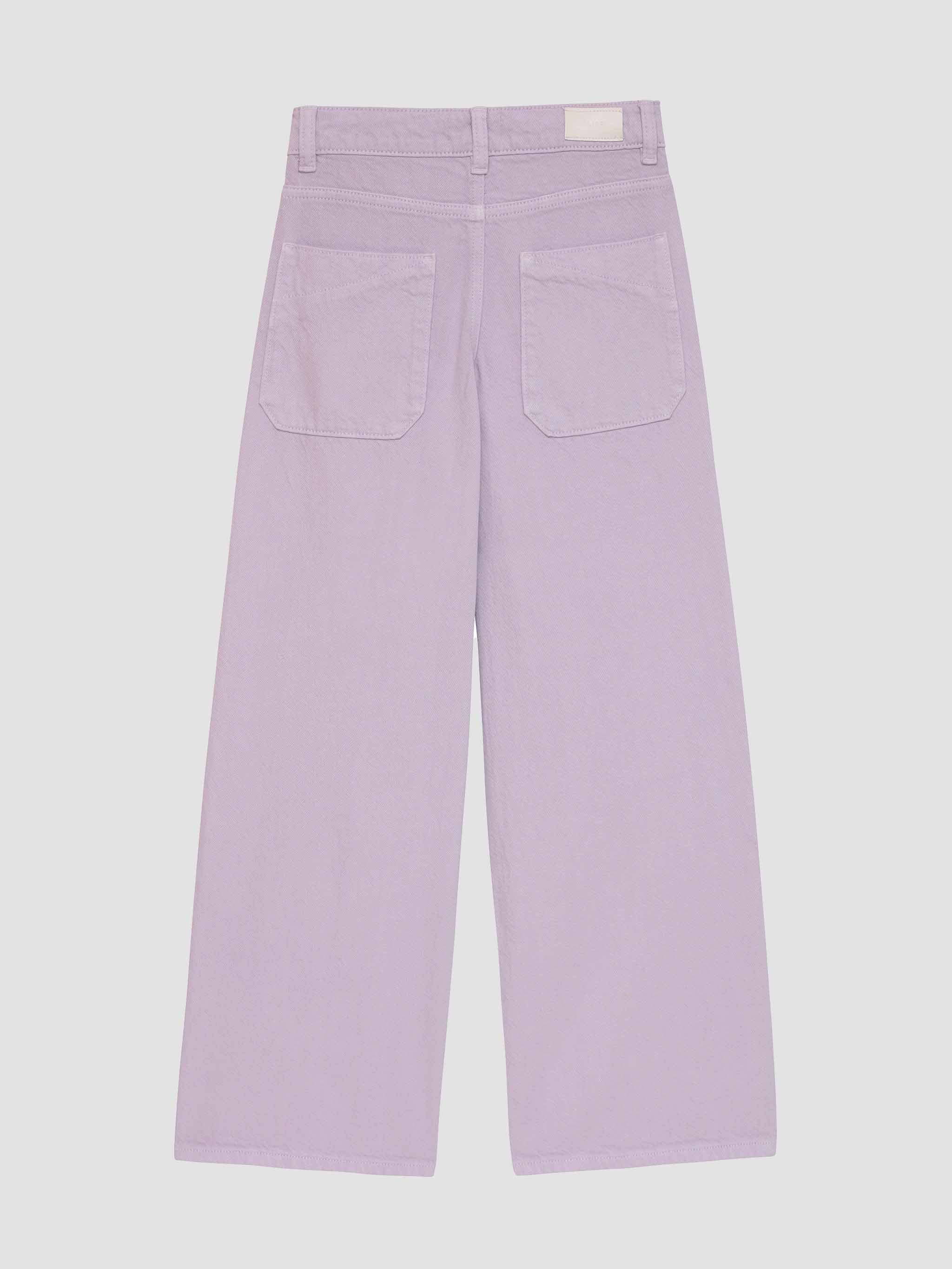 Lavender pants on a light gray background