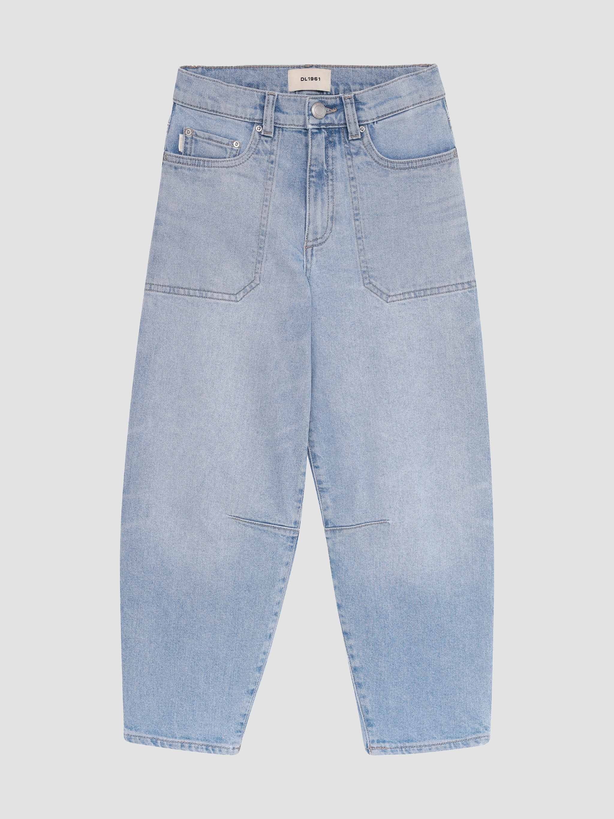 Light blue jeans on a white background