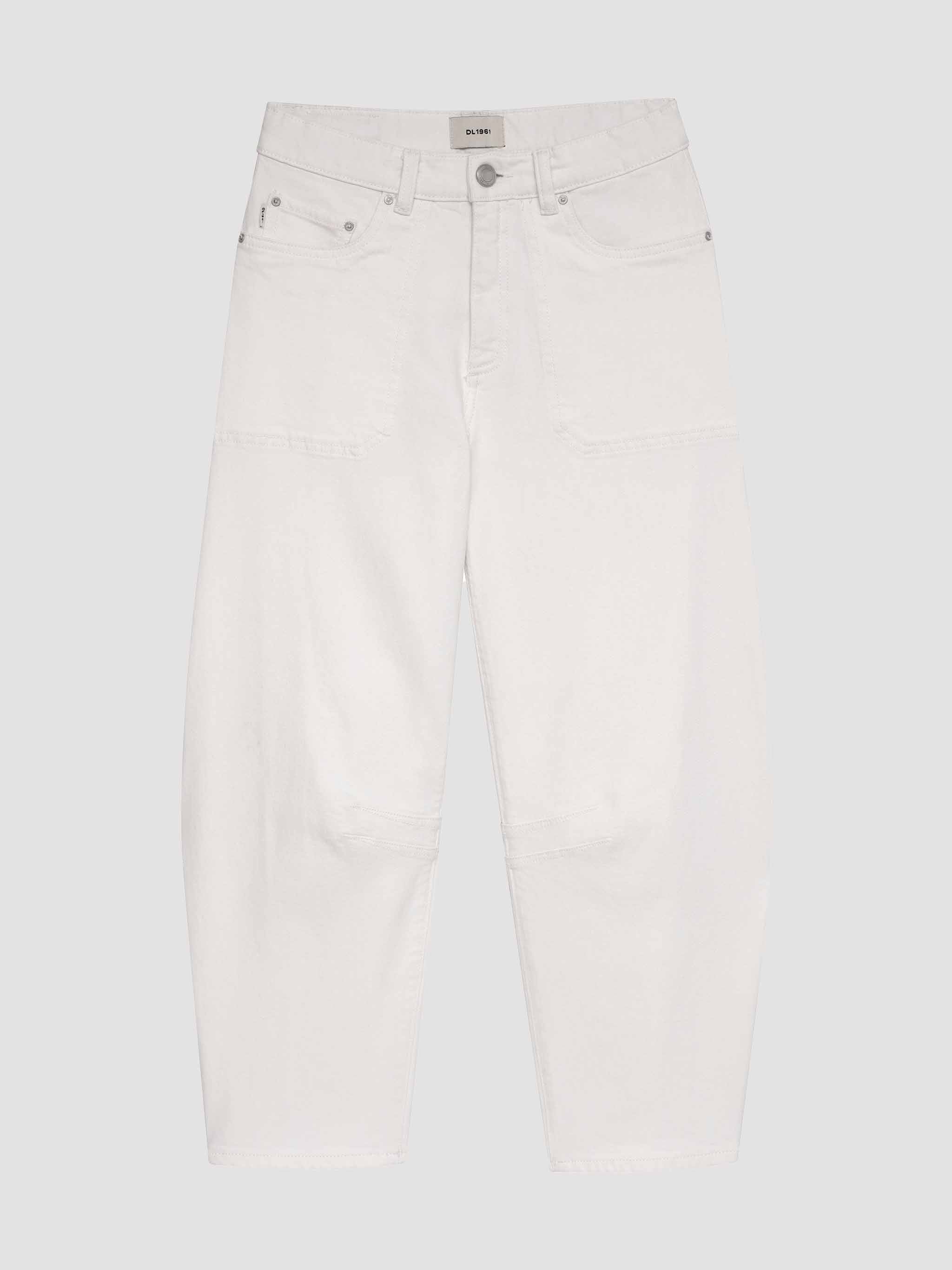 White jeans on a light gray background