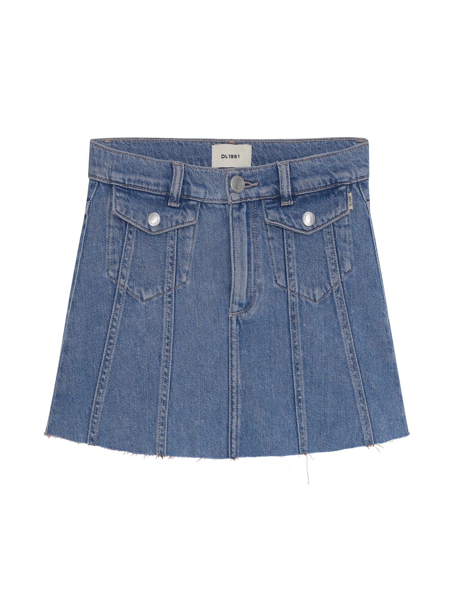 DL1961 Kids girls' Jenny skirt in Indigo Rose, ghost product image, front view