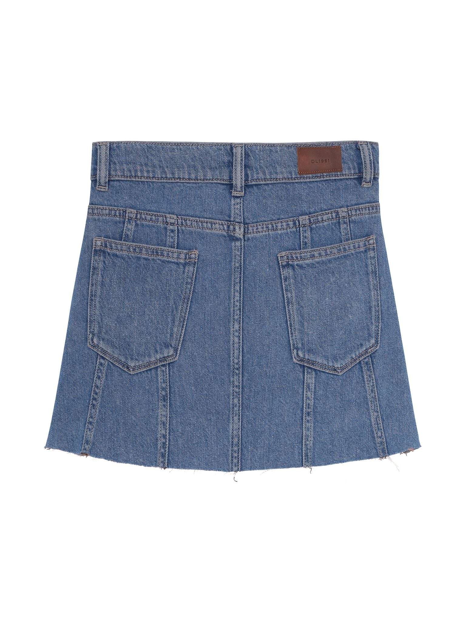 DL1961 Kids girls' Jenny skirt in Indigo Rose, ghost product image, back view