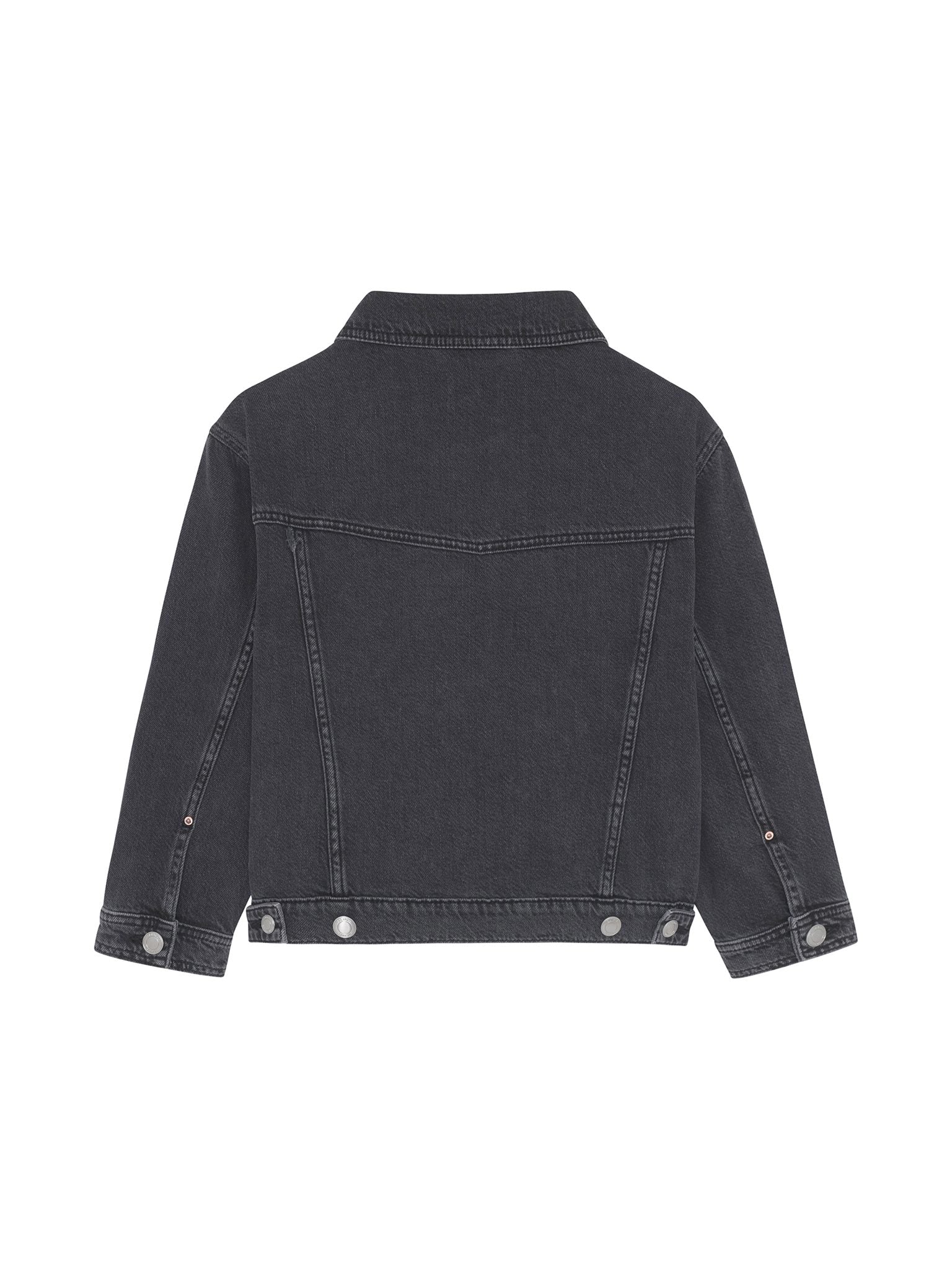 DL1961 Kids girls' Jordyn trucker jacket in Nightspell, ghost product image, back view