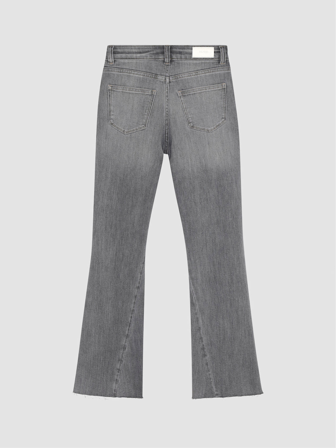 DL1961 girls' Claire bootcut jeans in light grey 'Twister', flat back view with five-pocket styling.
