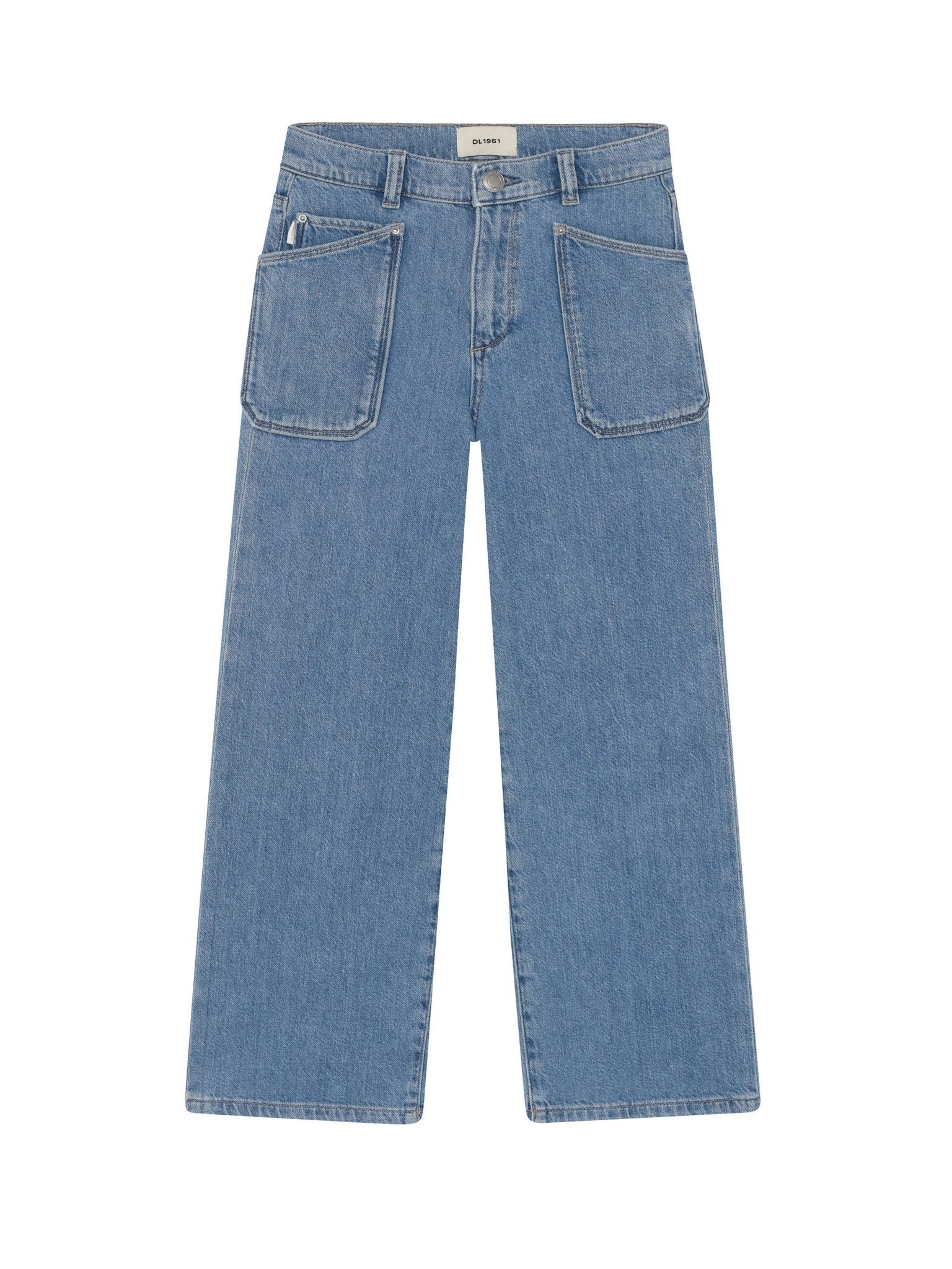 DL1961 Kids girls' Lily wide-leg jeans in Skyfade, ghost product image, front view
