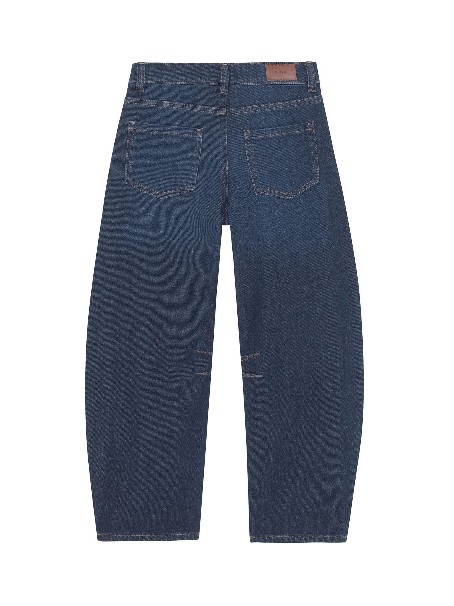 DL1961 Kids girls' Lilia barrel jeans in Deep Water, ghost product image, back view