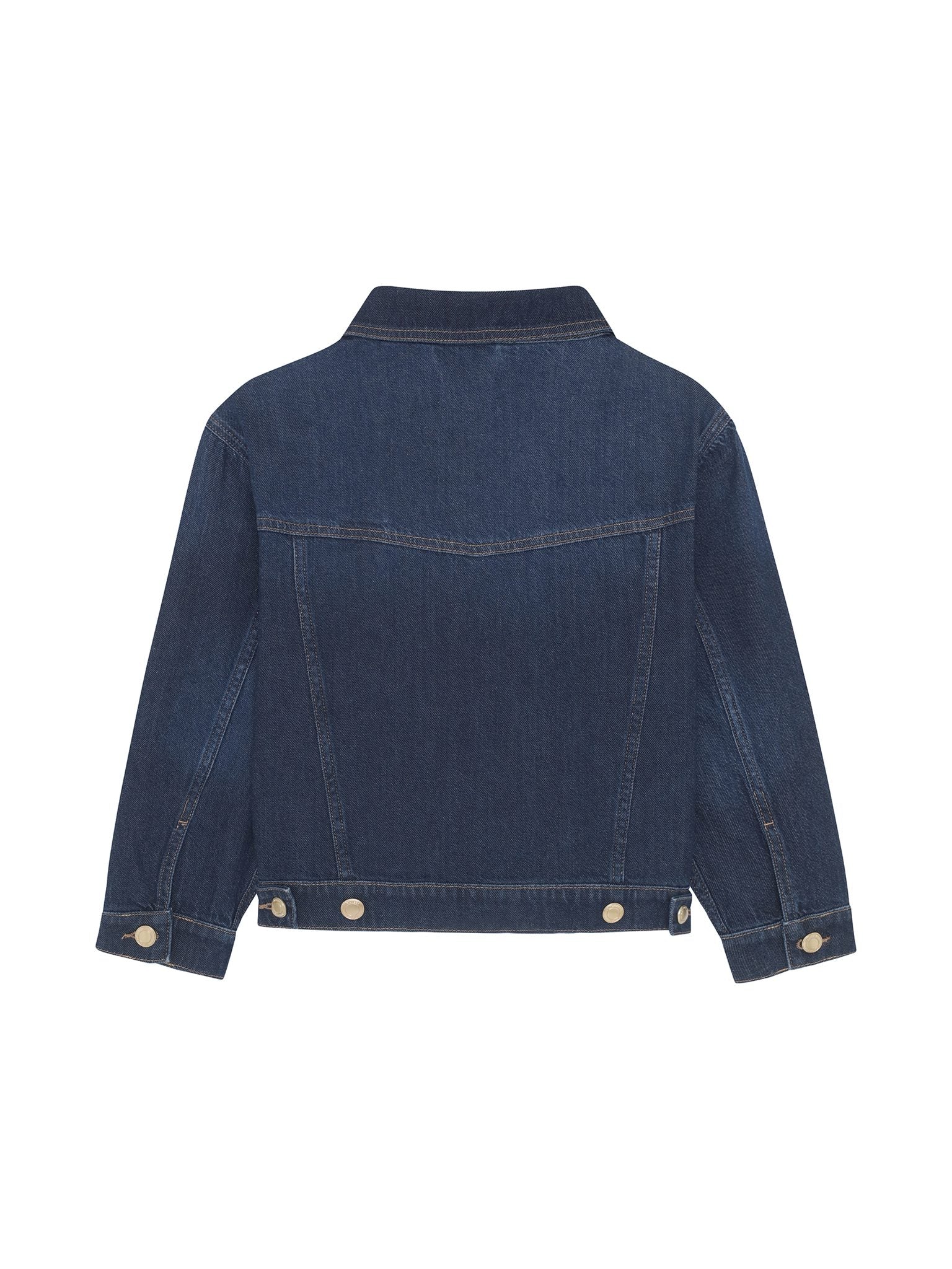 DL1961 Kids girls' Jordyn trucker jacket in Deep Water, ghost product image, back view