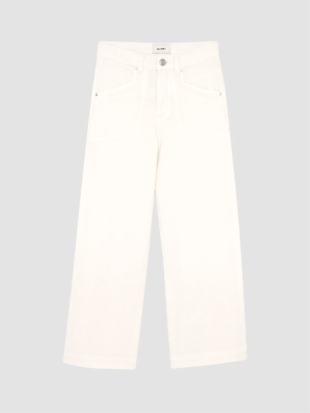 DL1961 girls' Lily wide-leg jeans in cream 'Sugar Cookie', flat front view.