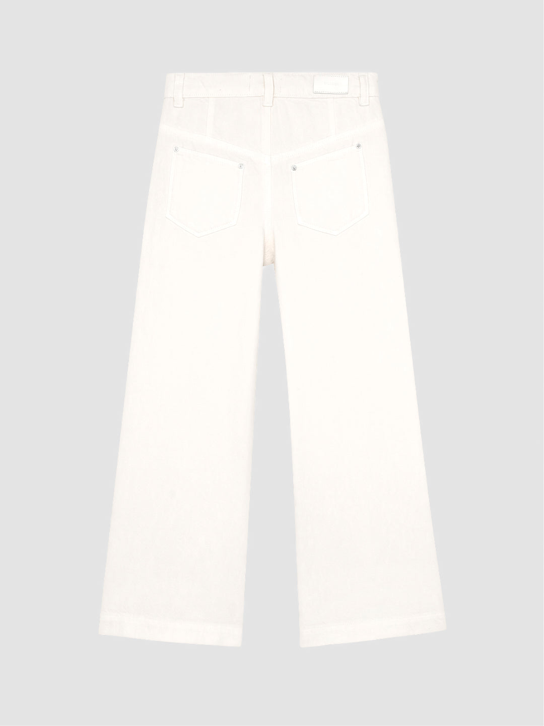 DL1961 girls' Lily wide-leg jeans in cream 'Sugar Cookie', flat back view.