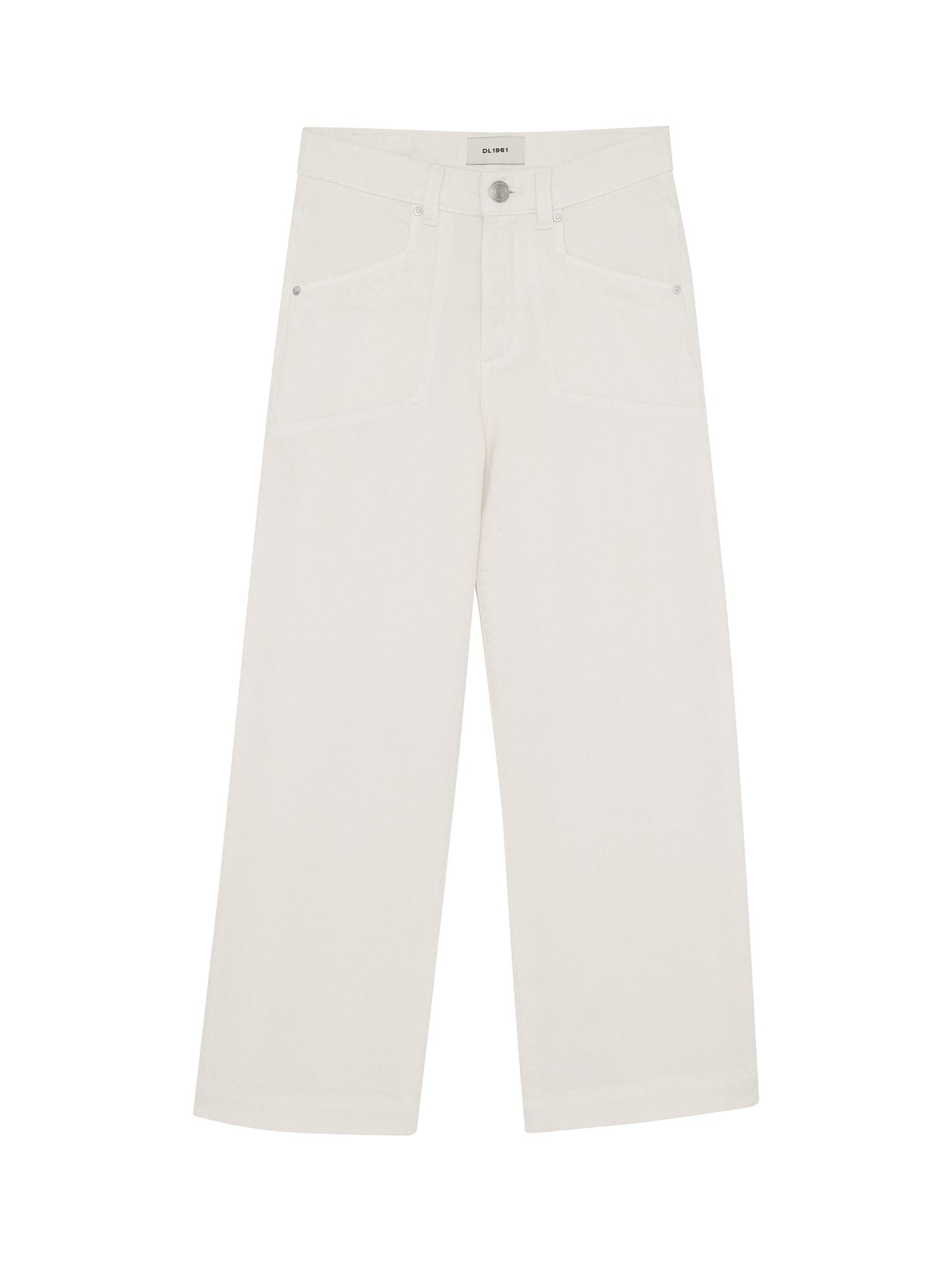 DL1961 Kids girls' Lily wide-leg jeans in Sugar Cookie, ghost product image, front view