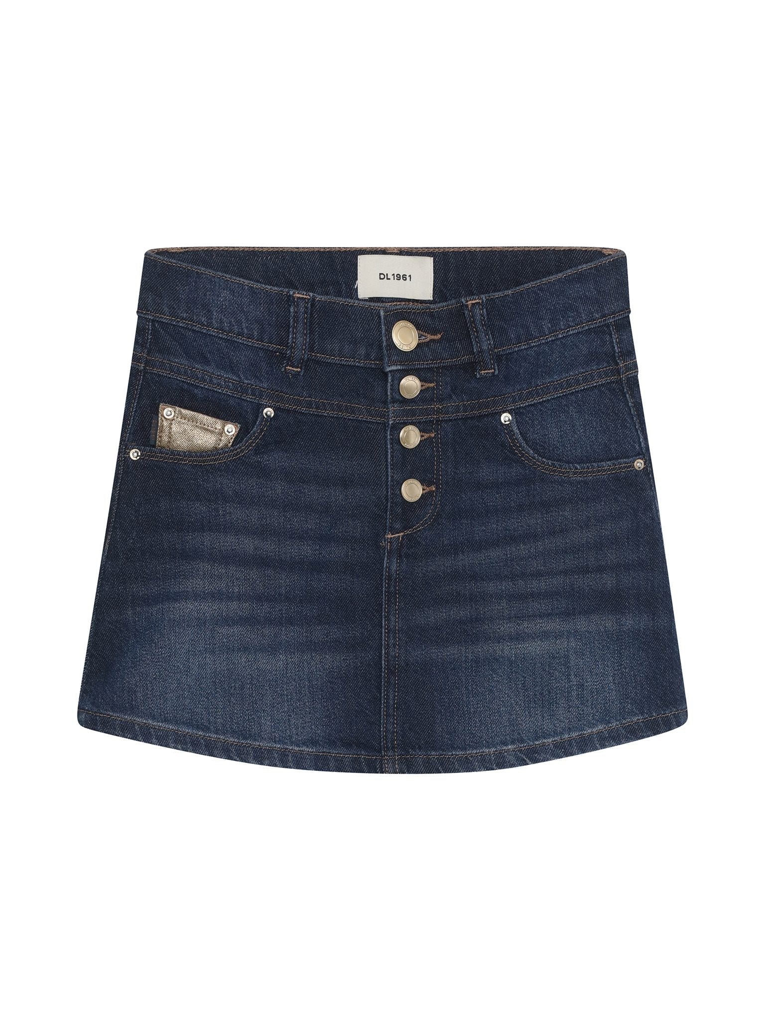 DL1961 Kids girls' Jenny skirt in Deep Water, ghost product image, front view