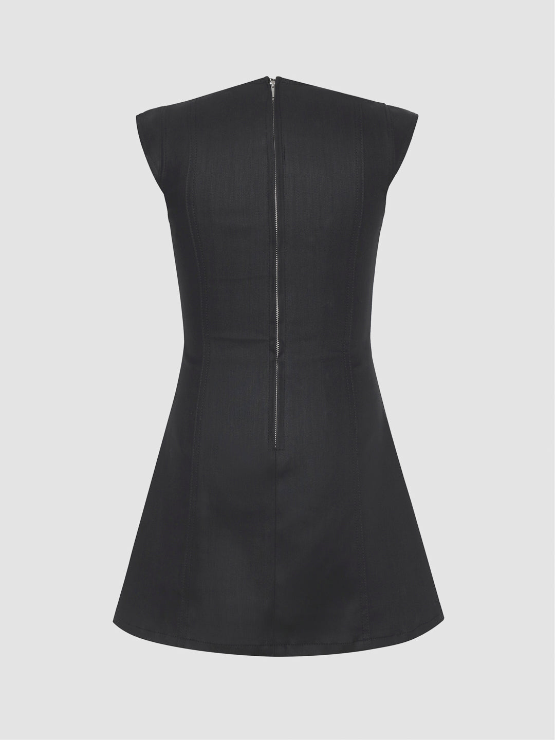 DL1961 girls' Bety cap sleeve dress in black coated denim 'Nightspell' with back zip, flat back view.