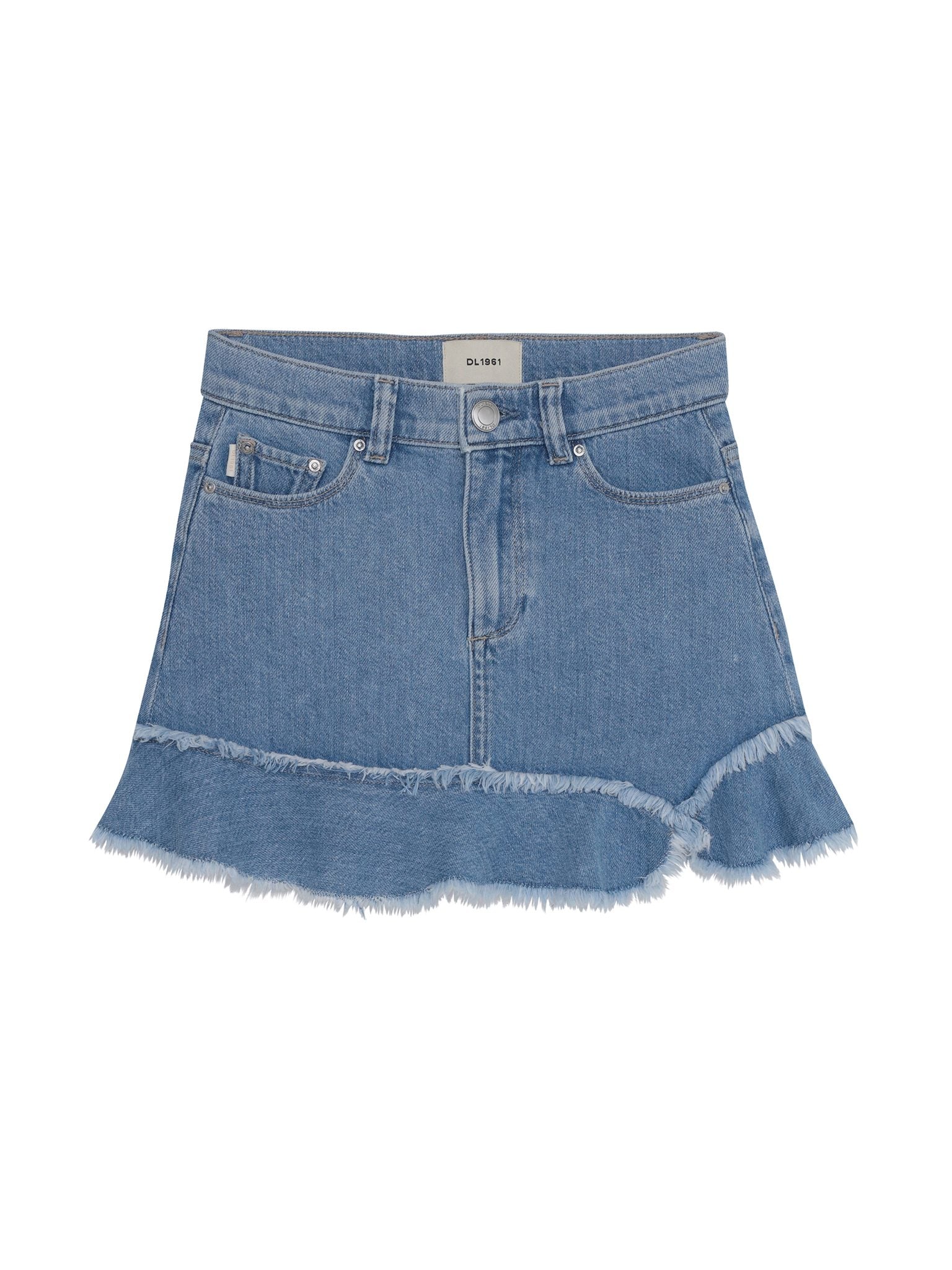 DL1961 Kids girls' Jenny skirt in Unravelled, ghost product image, front view