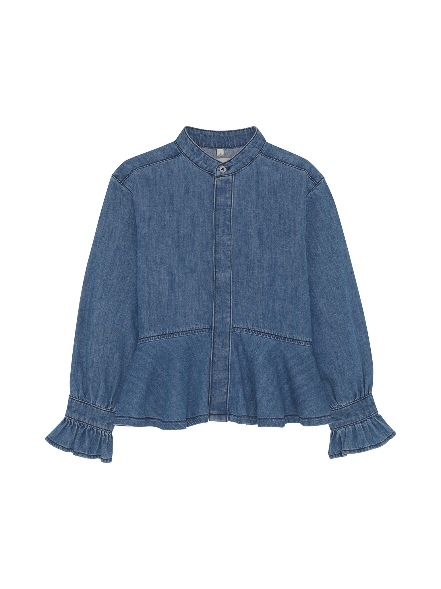 DL1961 Kids girls' Simona top in Blue Dream, ghost product image, front view