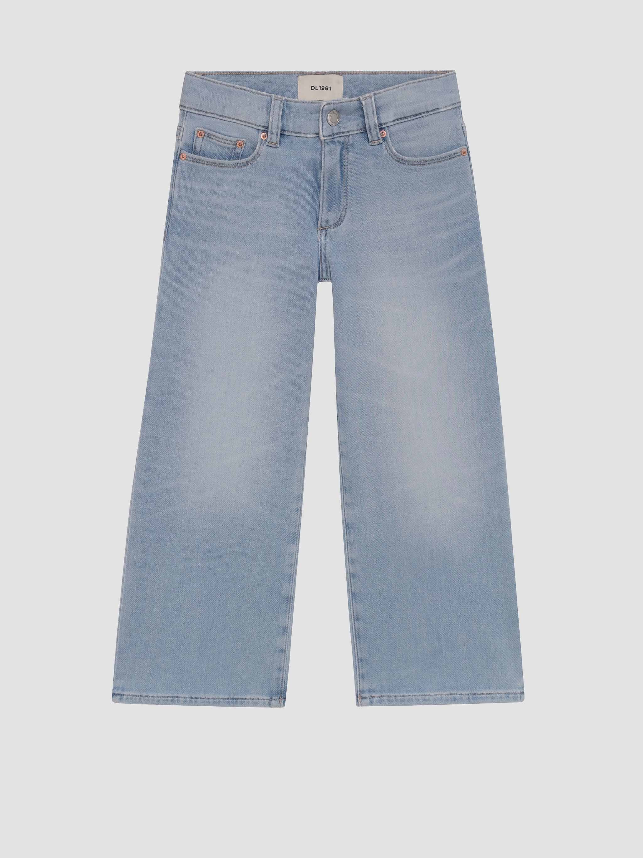 Light blue jeans on a white background